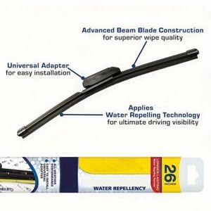 Pacco di tergicristallo 2 in 1 da 26 pollici brevettato Formula idrorepellente antipioggia X sostituzione tergicristalli auto 1 26 pollici - Product Image 1