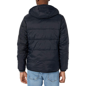 Veste matelassée à capuche pour homme, bleu marine, coupe-vent épaisse, fermeture éclair, décontractée, hiver, couleur unie, en nylon, prix de gros - Product Image 2