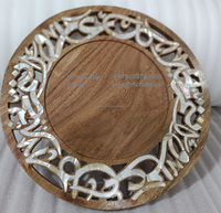 Incrustation de nacre en bois EID Ramadan plateau de service EID Mubarak Ramadan décoration Table artisanat musulman décor à la maison