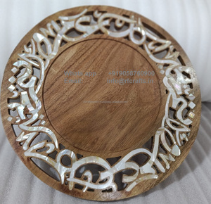 Incrustaciones de madreperla de madera EID Ramadán bandeja para servir EID Mubarak Ramadán decoración mesa artesanía musulmana decoración del hogar - Product Image 4