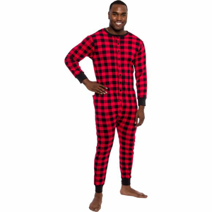 Combinaison pour homme à manches longues, boutonnée, couleur bordeaux, tricotée, une pièce, vêtements de détente - Product Image 4