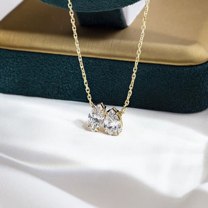 Elegante Collar con Colgante de Diamante Cultivado en Laboratorio con Corte Marquesa en Forma de Pera, Joyería de Lujo para Mujer en Oro, Oro Rosa y Oro Blanco - Product Image 4