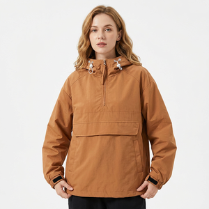 Chaqueta con Capucha y Cierre de Cremallera para Hombre, Resistente al Viento, Color Sólido, Corte Holgado Informal, Prenda Exterior de Poliéster para Otoño - Product Image 5