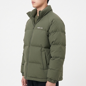 Men's Winter Stand Collar Puffer Jacket Slim Fit Cotton <b>Padded</b> Warm <b>Coat</b> Solid Color Casual Outerwear - Product Image 3