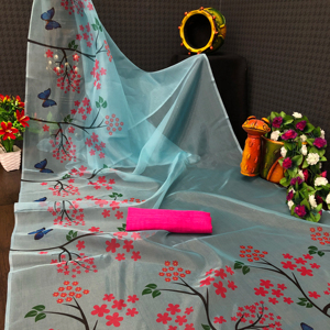 Tissu Oxford en Soie Pure 100 GSM Écologique à Motif Floral Léger Non Tissé pour la Confection de Vêtements et la Couture - Product Image 1