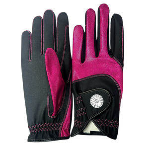 Custom Logo Glittering <b>Funky</b> Fabric Back Equestrian Show Jumping Riding Gloves Faux Synthetic Leather Palm Stylish Performance - Product Image 2