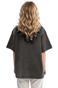 Camiseta de Cuello Redondo Extra Grande para Mujer, Manga Corta, Color Sólido, Algodón Lavado, Corte Holgado, Tejido Jersey, para Todas las Temporadas - Product Image 2