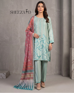 Premium Embroidered Viscose 3-Piece <b>Suit</b> Women | <b>Floral</b> Pattern Chiffon Shirt <b>Trouser</b> Dupatta | SHEEZA.D Brand | Custom OEM - Product Image 2