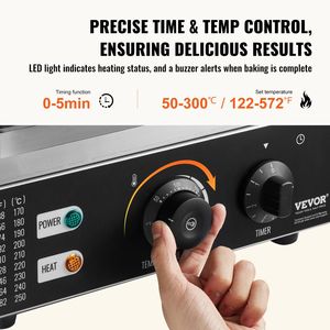 Commercial Electric Donut <b>Maker</b> 1550W Double-Sided 12-Hole Heating <b>Waffle</b> Machine with Non-Stick Surface - Product Image 4