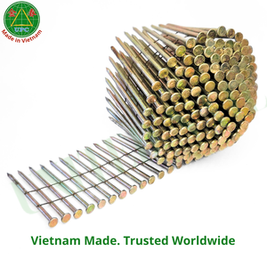 ตะปูเหล็กอุตสาหกรรมขนาด 2.5x50 มม. แบบม้วน หัวเรียบ/หัวเกลียว/หัววงแหวน หัวแบน/หัวลายตาราง ชุบสังกะสีเหลืองโครเมต สำหรับทำพาเลท - Product Image 1