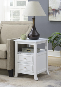 Table d'appoint en bois blanc au design moderne avec 2 tiroirs pour meubles de salon ou usage domestique Tables basses élégantes - Product Image 2