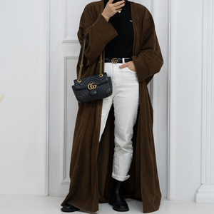 Hot Loriya Fashion Islamic Clothing Winter Abaya Corduroy Fabric Open Abaya Turkey Designs Women's Dresses <b>Cardigan</b> Plain Abaya - Product Image 3