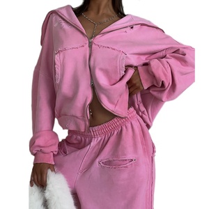 Custom Heavyweight Zip up Baggy Tracksuit for Women French Terry Baggy Sweatsuit Oversized Tracksuit Female - Product Image 1