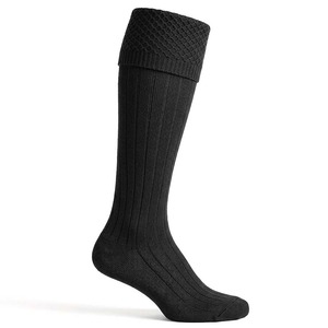 <b>Knee</b> <b>High</b> Black Wool <b>Socks</b> for Scottish Kilt Highland Dress Use Made in Pakistan - Product Image 1