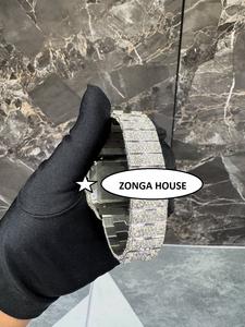 Reloj de Lujo Unisex de Acero Inoxidable con Movimiento Mecánico, Diamantes Moissanite VVS1, Totalmente Cubierto de Diamantes, Correa Deportiva de 20 mm, Cristal - Product Image 2