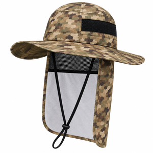 Sombrero de Pesca con Logotipo Personalizado, Protección Solar, Tipo Boonie, con Solapa para el Cuello, Cordón Ajustable, Patrón de Camuflaje, Gorra para Exteriores - Product Image 5