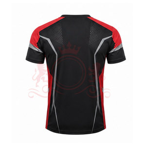 Camiseta de Fútbol para Hombre, Negra y Roja, Manga Corta, Cuello Redondo, Poliéster que Absorbe la Humedad, Ajuste Atlético, para Todas las Temporadas, Estampado Sublimado - Product Image 2