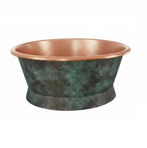 Baignoire autoportante en cuivre patiné vert de luxe, finition antique artisanale, durable, écologique, portable, ronde, élégante, pour hôtel. - Product Image 2