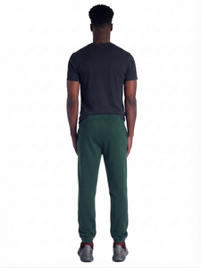 Pantalon de jogging en molleton léger sergé vert foncé teint en fil pour homme, taille élastique, décontracté, athlétique, avec poches, service OEM, collection printemps - Product Image 2