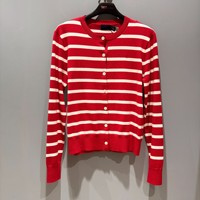 Cárdigan de punto ligero de algodón 100% para mujer, cuello redondo, manga larga, estilo OEM personalizado, ideal para la oficina.