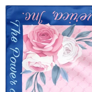 Écharpe à imprimé floral rose avec bordure bleue, accessoire de mode élégant pour femmes et filles, doux et décoratif, idéal comme cadeau et pour un usage quotidien - Product Image 2