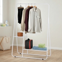 Porte-manteau moderne en métal avec 2 étagères, meuble de rangement autoportant pour salon et chambre à coucher
