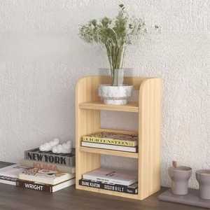 Étagère de bureau en bois de pin naturel à 3 niveaux, petite bibliothèque de table, organisateur de rangement minimaliste, support de livres pour bureau d'étude - Product Image 2