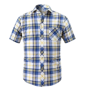 Nueva Camisa de Verano para Hombre, Moderna, Casual, Antiarrugas, Transpirable, de Punto, de Manga Corta, a Cuadros, con Cuello - Product Image 1