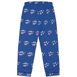 <b>Women</b> Blue Star Print Two Piece Pajama Set <b>Long</b> Sleeve Button Down Sleep <b>Shirt</b> and Drawstring Pants Soft Casual Nightwear - Product Image 4