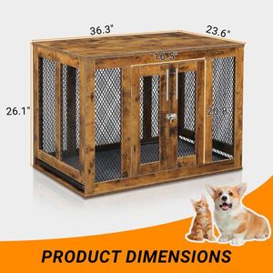 Vassoio decorativo moderno in legno per cani per cani medi per cuccia estetica interna per cuccioli rustica finitura marrone graziosa casa per animali domestici - Product Image 5