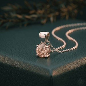 Pendentif rond en or 14 carats pour femmes et hommes, serti de diamants roses fantaisie de 1,03 ct, cultivés en laboratoire - Product Image 4