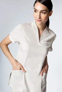 3 Stars Experts Custom Logo Cotton Breathable Beautician Workwear Uniform <b>Tunic</b> Unisex Spa <b>Beauty</b> Salon Receptionist Work - Product Image 4