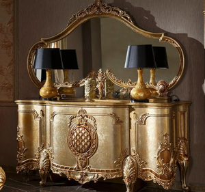 ชุดโต๊ะรับประทานอาหารไม้สักแท้แกะสลักสไตล์ยุโรปคลาสสิกสีทองหรูหราสำหรับใช้ในโรงแรม ผลิตในอินโดนีเซีย - Product Image 6