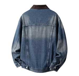 Blouson bomber unisexe en denim coupe-vent à capuche, col montant, fermeture éclair, style sportif, automne, manches régulières, tissu polyester - Product Image 2