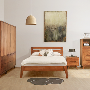 Modern King Size Solid Indonesian Teak <b>Bed</b> Frame Featuring Minimalist Tapered <b>Legs</b> and Durable Handcrafted Construction <b>for</b> Mast - Product Image 5