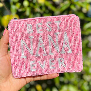 En iyi Nana hiç özel fermuar cüzdan el yapımı pembe tohum boncuk işlemeli debriyaj yumuşak Polyester astar hediye kadınlar için - Product Image 3