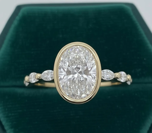 Bague de fiançailles pour femme en or jaune 2 carats avec diamant ovale, certifiée GIA, style classique, diamants naturels - Product Image 6