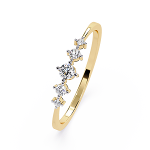 Bague de fiançailles en or massif 18 carats avec diamant naturel taille brillant rond, design multi-pierres, certifiée IGI – Cadeau idéal - Product Image 2