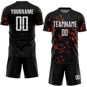 Ensemble d'uniformes de football personnalisés de haute qualité, 100% polyester, col rond, manches courtes, séchage rapide, unisexe, adulte, logo personnalisé, nom de l'équipe - Product Image 4