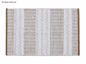 Geometric Beaded Rectangle Area <b>Rug</b> Neutral Indoor Textured Eco-Friendly Carpet <b>Runner</b> for Living Room Bedroom <b>Hallway</b> - Product Image 5
