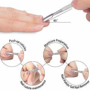 Juego de 6 Herramientas de Manicura y Pedicura Plateadas, de Acero Inoxidable, Lima de Uñas, Cortaúñas, Limpiador de Cutículas, Empujador de Cutículas y Tijeras, Kit para Cara, Manos y Pies - Product Image 3