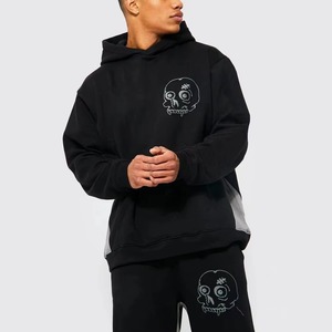 Conjunto Deportivo para Hombre, Sudadera con Capucha Negra, Pantalones Jogger, Color Sólido, Ropa Deportiva Informal, Transpirable, de Poliéster, Dos Piezas - Product Image 6