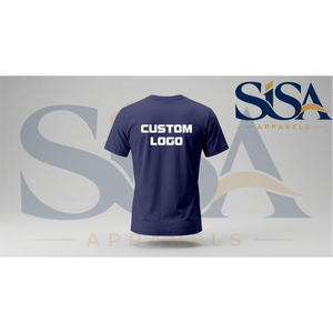 T-shirt de sport personnalisé bleu foncé 100 % coton, tailles 2XL et 3XL, impression sérigraphique frontale, respirant, coupe longue - Product Image 2