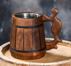 Decorative Premium Quality Natural Finishing Wooden Beer Mugs Hand-made Classic Style - Product Image 1