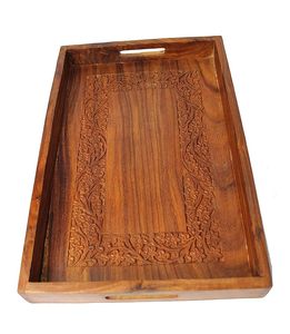 Natural Wood Handmade Wooden Carving Serving <b>Tray</b> for <b>Storage</b> <b>Tray</b> from Indian Manufacturer and Supplier - Product Image 3