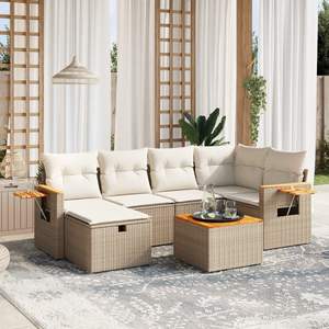 Set Divano da Giardino Beige e Bianco Crema per Patio, Elegante Arredamento da Esterno - Product Image 1