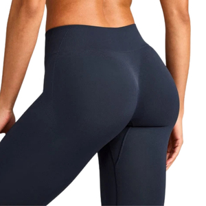 Leggings de sport sans couture pour femmes, taille haute, compression, pour yoga, gym, course à pied, entraînement, avec un design minimaliste avec logo gris - Product Image 5
