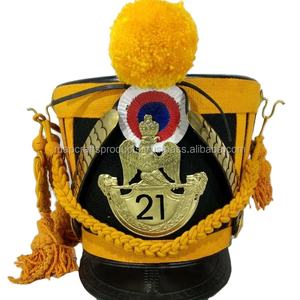 หมวกแฟชั่นวินเทจ หนังแท้ 100% และขนสัตว์ ปักมือ รับทำโลโก้ตามสั่ง หมวกชาวฝรั่งเศสแบบ Shako - Product Image 3