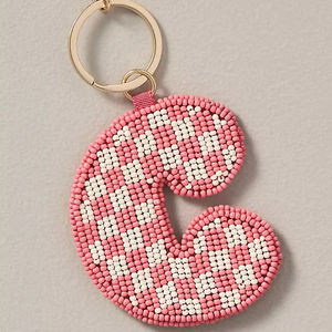 Mixed Colors <b>Rose</b> Quartz Glass Beaded Keychain Bow Embroidery Handmade Charm Accessory-Cute Design Valentine's Day Durable - Product Image 1