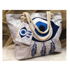 กระเป๋าผ้าแคนวาสสไตล์โบฮีเมียนสำหรับผู้หญิงกระเป๋าแมสเซนเจอร์ชายหาดฤดูร้อนช้อปปิ้งตอนเย็นปักด้ายสไตล์อินเดียอัฟกานิสถาน - Product Image 5